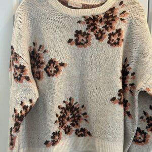 Knox Rose Cream and Brown Floral Sweater